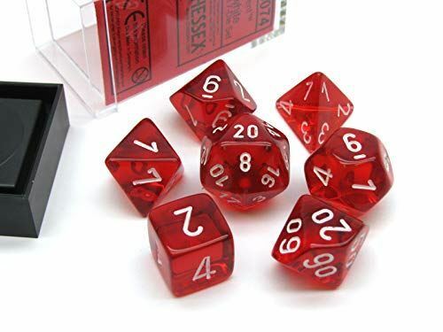 CHX23074 Red/White Translucent Polyhedral 7-Die Set image 0